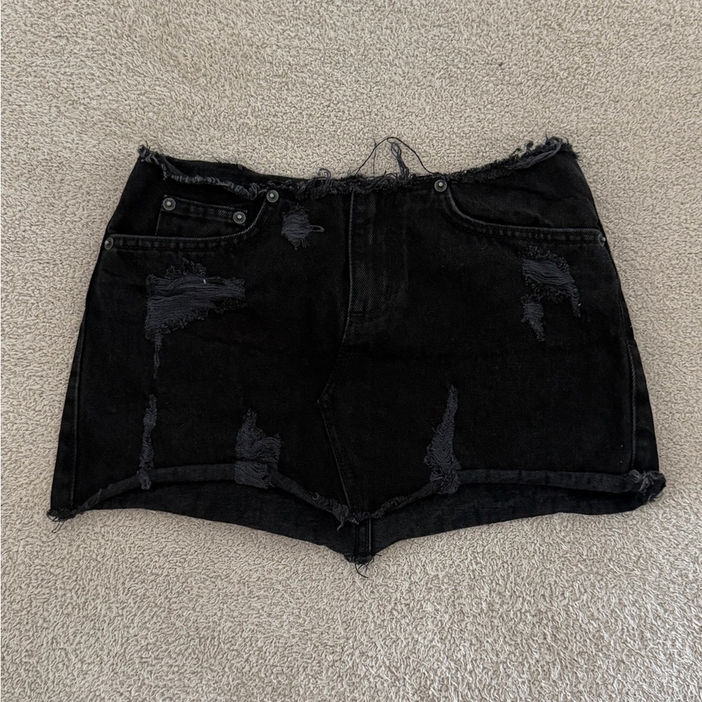 Carmar Black Distressed Jean Skirt